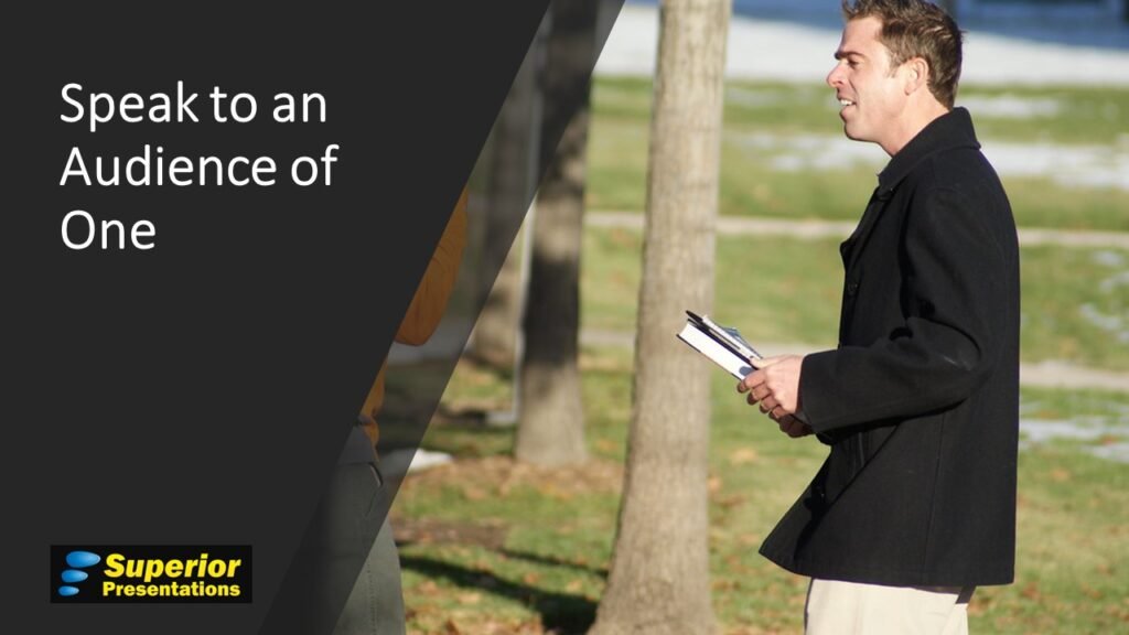 Professional speaker practicing communication skills with one person