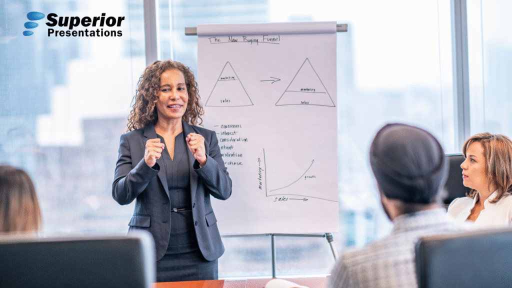 Executive receiving presentation coaching to enhance communication skills