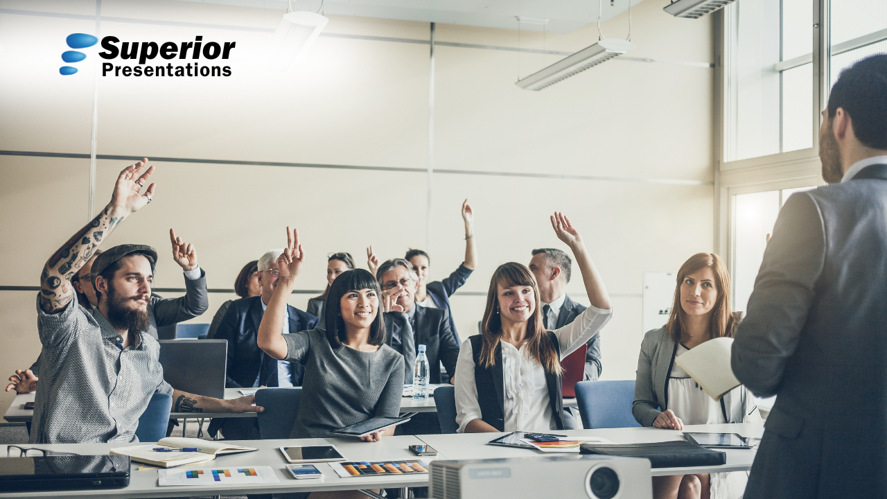 Sales professional confidently presenting strategies during a team training session